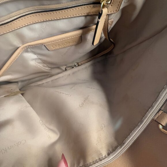 πCalvin Klein Hayden Saffiano Leather Patchwork Double Handle Tote - Handbag - Picture 6 of 16